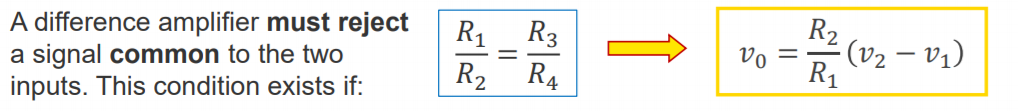 Machine generated alternative text:
A difference amplifier must reject 
a signal common to the two 
inputs. This condition exists if: 
1 
