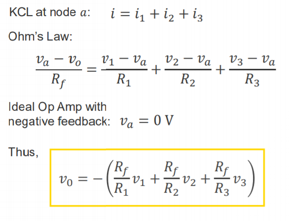 Machine generated alternative text:
KCL at node a: 
Ohm's Law: 
122 — va 
173 — V 
Ideal Op Amp with 
.va=ov 
negative feedback• 
Thus, 
+ —113 
