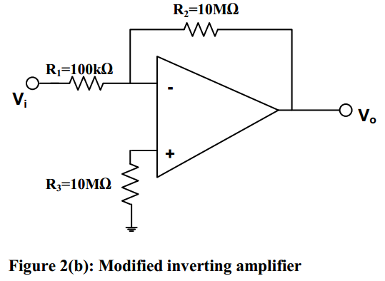 Rz=10MO 
RÉIOMO 
Figure 2(b): Modified inverting amplifier 