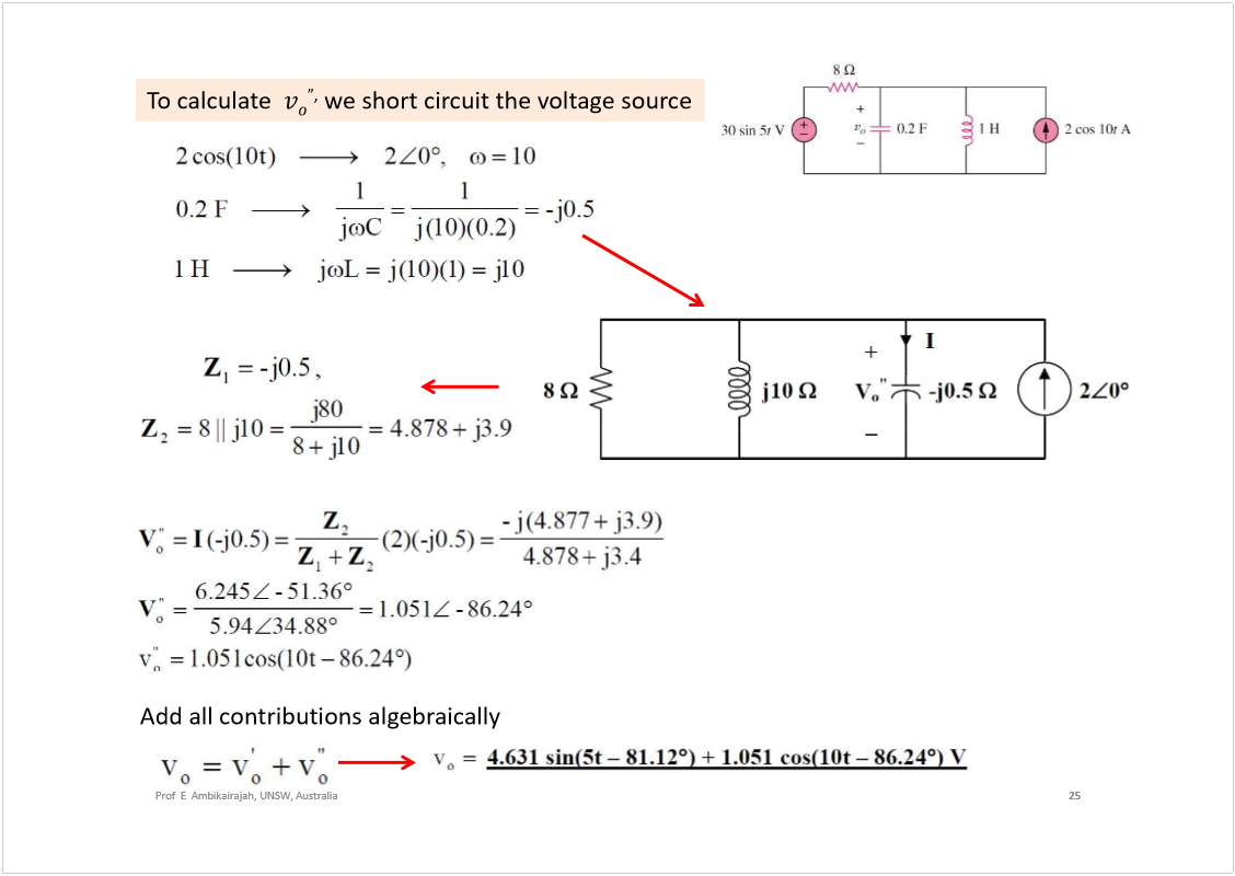 Machine generated alternative text:
25
Prof  E  Ambikairajah, UNSW, Australia
To calculate  
,
we short circuit the voltage source
Add all contributions algebraically
