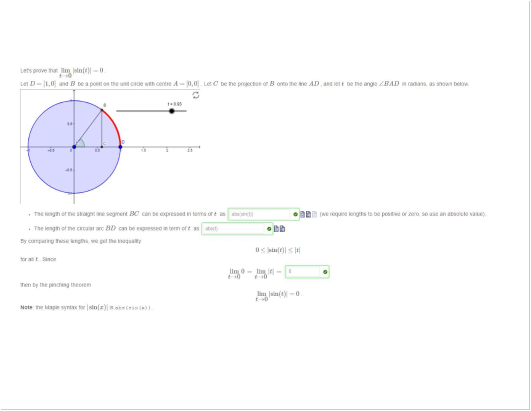 Machine generated alternative text:
Lets move that O 
Let D 11,01 and B a centre A 10,01 Let C B the AD. and let t the angle / BAD in radans. as shown 
. The can as 
. The me BD expressec term t as 
By compart" these we get 
tru'n the theorem 
Note the 
(we require lengths to be zero. so use an 