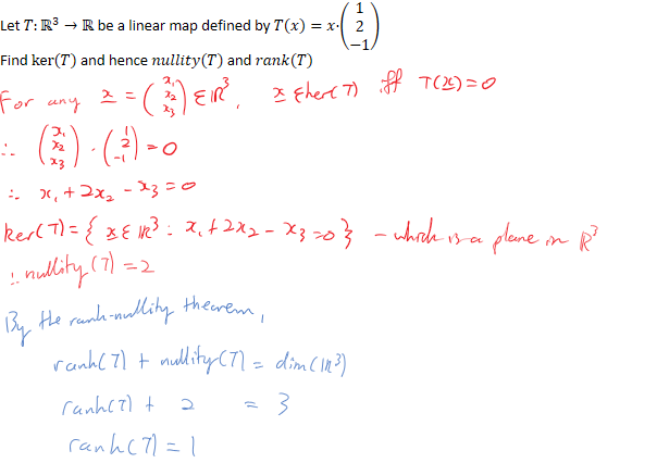 Let 𝑇:﷐ℝ﷮3﷯→ℝ be a linear map defined by 𝑇﷐𝑥﷯=𝑥·﷐﷐1﷮2﷮−1﷯﷯
Find ker⁡(𝑇) and hence 𝑛𝑢𝑙𝑙𝑖𝑡𝑦(𝑇) and 𝑟𝑎𝑛𝑘(𝑇)


￼￼￼￼￼￼￼￼￼￼￼
￼￼
￼￼
￼￼￼￼￼￼￼￼￼￼￼￼￼￼￼￼￼￼￼
￼￼￼
￼￼￼￼￼
￼￼￼￼￼￼￼￼￼
￼￼￼￼￼￼￼
￼￼￼￼￼￼￼
￼

