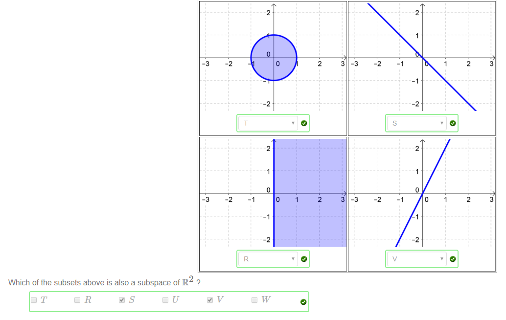 Machine generated alternative text:
Which of the subsets above is also a subspace of R ? 