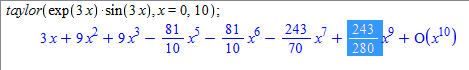 Machine generated alternative text:
tolor( exp( 3 x) 
81 x-6 
31 912 
sin(3 x), 
1-0:10); 
81 x: 
243 
70 
o( 