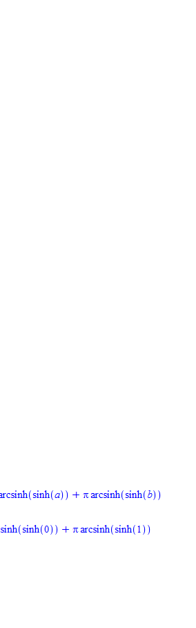 Untitled picture.png A : —int (t=t , y) *sqrt (diff (x , t) 
subs (a=O, b=l, A) ; 
simplifi %) 
A2 + diff (y, t) 
A2) , 
= 7tsinh(b) 1 
7csinh(1) 1 
sinh(a) 1 
sinh(O) 1 
(cosh(l) sinh(l) 
1) 
