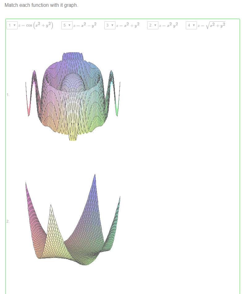 Machine generated alternative text:
Match each function with it graph. 
2 